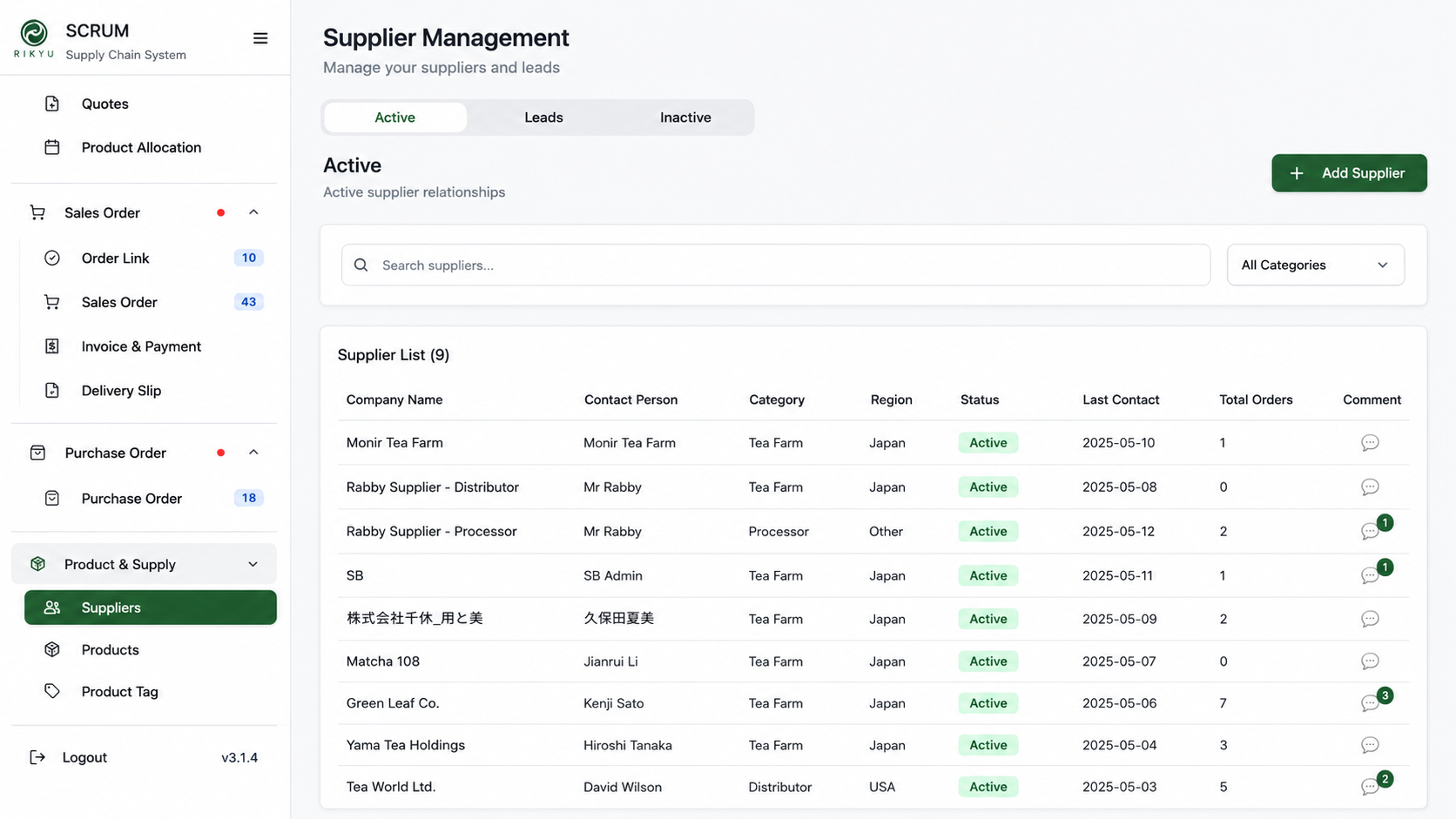 Inventory Supply chain/delivery management — 7